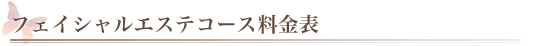 フェイシャルエステコース料金表